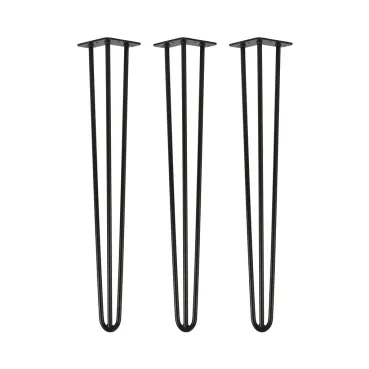 3-Piece Black Steel Table Legs Table Frame HAIRPIN